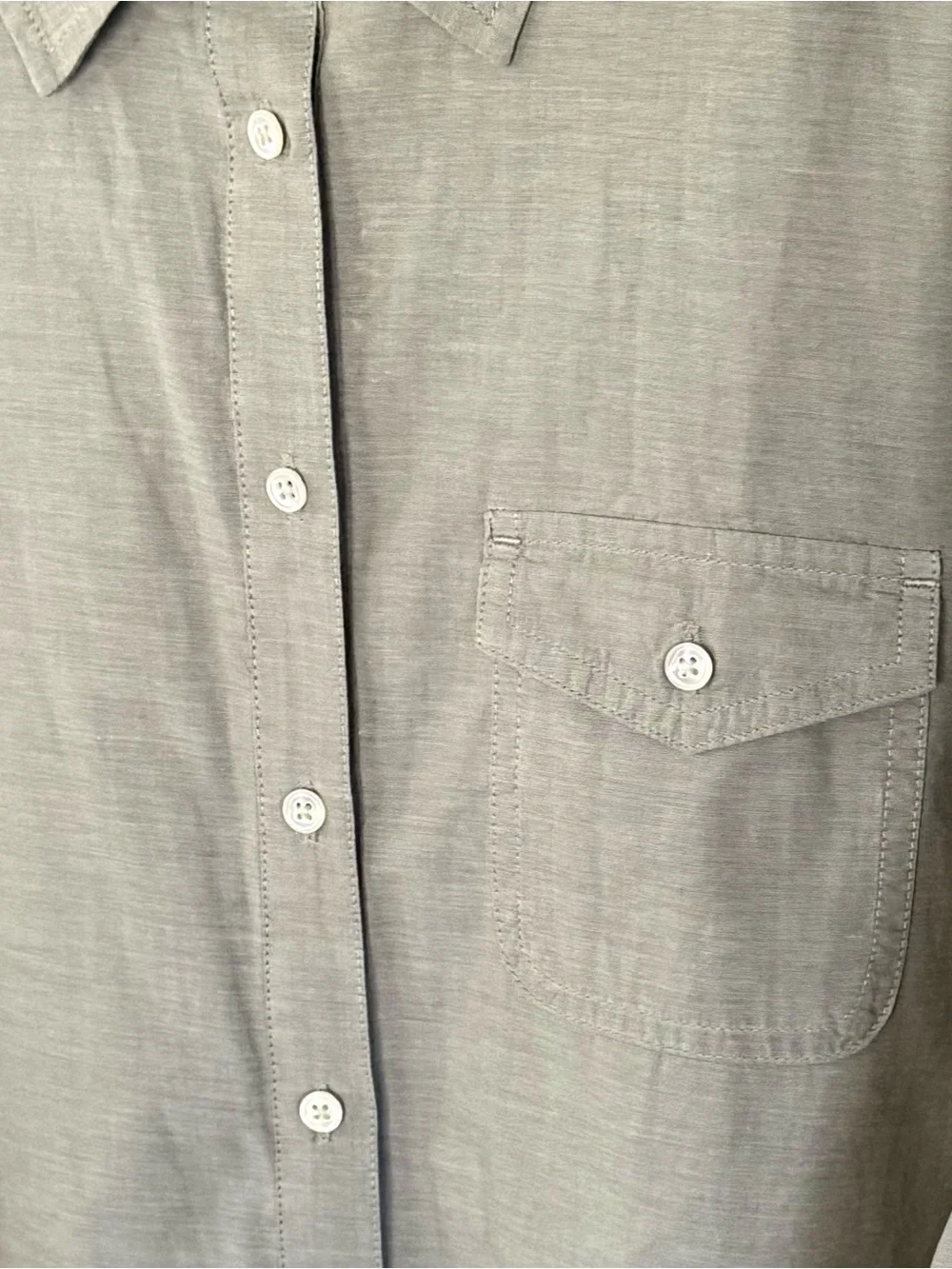 J.Crew Sage Green 100% Cotton Popover Women’s Large Roll Tab Sleeve Shirt Large